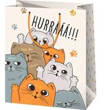 Cardex Cardex: Huraaa!!! srednja darilna vrečka s motivom mačke 17x10x23cm | Shoptok.si