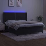 vidaXL Krevet box spring s madracem LED crni 180x200 cm baršun | shoptok.hr