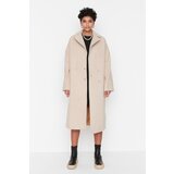 Trendyol Stone Wide Cut Oversize Button Closure Wool Cachet Coat Cene