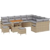  12-dijelni vrtni sofa set s jastučićima bež poli ratan akacija 3-dijelni vrtni set za objedovanje s jastučićima bež poli ratan Cijene