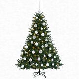  Umjetno božićno drvce s kuglicom 120 cm 150 LED lampica - Zelena 120 cm s LED žaruljama i bijelim kuglicama | shoptok.hr