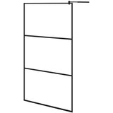 Pregrada za tuš s policom crna 115x195 cm staklo ESG i aluminij | shoptok.hr