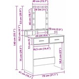  Toaletni stol Smeđa 79 x 41 x 140 cm Konstruirano drvo | shoptok.hr