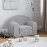 vidaXL Otroški raztegljiv kavč svetlo siv mehak pliš
