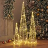  Božićno drvce 3 pcs Topla bijela 20 x 20 x 80 cm Akril | shoptok.hr
