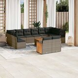 vidaXL 13-dijelni set vrtnih sofa od poliratana s jastucima sivi | shoptok.hr
