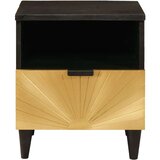 vidaXL Nočna omarica Črna in zlata 40 x 33 x 46 cm trden mangov les | Shoptok.si