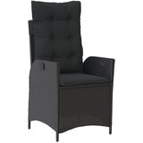  3-dijelni vrtni blagovaonski set s jastucima od poliratana crni Crna 80 cm table length | shoptok.hr