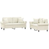  2-dijelni set sofa s jastucima krem bar&amp;scaron;unasti Slike