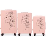 WINGS komplet 3 kofera ABS+, mekano roza s cvjetnim uzorkom | shoptok.hr