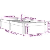  Okvir kreveta voštano smeđi 75 x 190 cm od masivne borovine | shoptok.hr