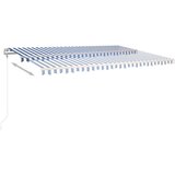 vidaXL Avtomatska tenda LED + senzor 500x350 cm modra in bela - - modra - 42.58 - 500 x 350 cm - | Shoptok.si