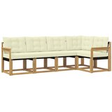 vidaXL Zunanja garnitura za sedenje z blazino 5 pcs Bela in krem, (5000280283) | Shoptok.si