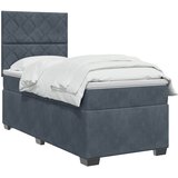  Boxspring krevet s madracem Tamnosiva 90 x 200 cm Baršun | shoptok.hr