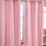 HOMESCAPES Rožnate bombažne zavese Gingham Eyelet 137x182 cm, (20749692) | Shoptok.si