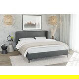 Ropez Temno siva oblazinjena zakonska postelja z letvenim dnom 200x200 cm Basti – | Shoptok.si