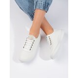 Shelvt Openwork white women's sneakers Cene