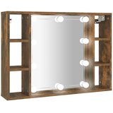 Ormarić s ogledalom LED boja dimljenog hrasta 76 x 15 x 55 cm | shoptok.hr