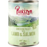 22 + 2 gratis! Purizon Adult 24 x 200g/400g - brez žit - Piščančji file z lososom in jagnjetino (24 x 400 g) | shoptok.hr