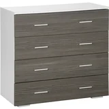 HOMCOM Moderna komoda s 4 predali z aluminijastimi ročaji in lesenim okvirjem, 76x35x72cm, bela in siva, (20755426)