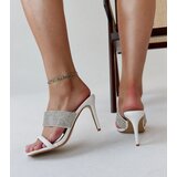 Gemre White stiletto mules embellished with rhinestones Adiam | shoptok.hr