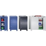 Wolf omara za orodje z nogami, vxšxg 1000 x 500 x 500 mm, 2 predelka z zaklepanjem s po 1 polico, briljantno modra ral 5007 | Shoptok.si