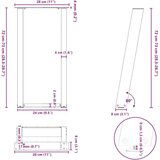  Noge za konzolno mizico v obliki črke U 2 kosa antracitne 28 x (72-73) cm jeklo | Shoptok.si