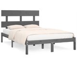 The Living Store Posteljni okvir siv iz trdnega lesa 200x200 cm - Posteljni Okvir, (21525125) | Shoptok.si