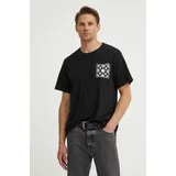 Les Deux Kratka majica s primesjo lanu črna barva, LDM101176