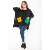 Şans Women's Plus Size Black Comfortable Cut Color Combination Sweatshirt Cene