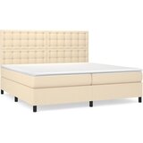 Krevet s oprugama i madracem krem 200 x 200 cm od tkanine | shoptok.hr