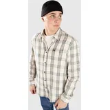 Charter Linen Srajca off white / ivy green plaid