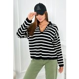 Kesi Striped sweater black Cene
