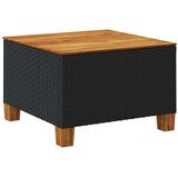 vidaXL Vrtna miza črna 55x55x36 cm poli ratan in akacijev les | Shoptok.si