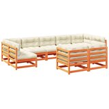 vidaXL 9-dijelni set vrtnih sofa s jastucima voštano smeđi od borovine | shoptok.hr