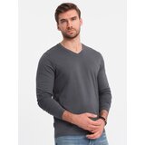 Ombre Men's unprinted longsleeve with a v-neck - graphite | shoptok.hr
