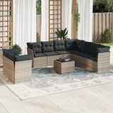 vidaXL 10-dijelni set vrtnih sofa poliratan s jastucima svijetlosivi | shoptok.hr