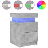  Noćni ormarići s LED svjetlima 2 kom boja betona 35x39x55 cm | Eponuda.com