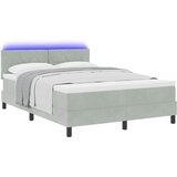  LED Box Spring Krevet Svijetlo siva 140 x 190 cm Baršun | shoptok.hr