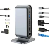 Adapter Tip C HUB na HDMI+VGA+4xUSB+SD/micro+RJ45+PD+2xTIP C+Audio