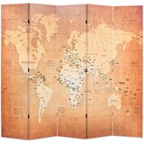  Sklopiva sobna pregrada s kartom svijeta 200 x 170 cm žuta | shoptok.hr