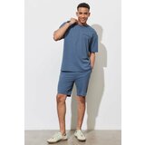 AC&Co / Altınyıldız Classics Men's Indigo Melange Standard Fit Normal Cut Cotton Comfort Knitted Shorts Cene