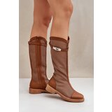 PH2 Mesh Boots On Flat Heel To Half Calf Brown Asgerda Cijene
