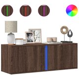 Maison Chic Stenska TV omarica - TV stojalo - Televizijska omarica z LED lučkami rjavi hrast 100x31x35 cm, (21702229) | Shoptok.si