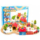 Lean_Toys Lesena železnica Vlak Vagon Drevesa Zgradbe Cene
