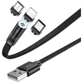 Remax magnetni USB kabel + set vtikačev Lightning / USB tip C / mikro USB 2.1A 1m | Shoptok.si