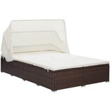 vidaXL ležalnik z blazino za 2 osebi poli ratan rjav | Shoptok.si