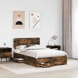  Krevetna konstrukcija s ladicama Dimljeni hrast 135 x 190 cm Smeđa 190 x 138 x 90 cm | shoptok.hr