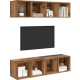vidaXL Stenski TV kabinet s polico 4 pcs Stari les 37 x 37 x 72 cm | Shoptok.si