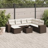 Maison Chic Seti vrtnega pohištva - Vrtna garnitura - Vrtni pohištvo set 8-delna z blazinami rjav poli ratan, (21799785) | Shoptok.si